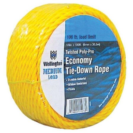 WELLINGTON CORDAGE Wellington Cordage 14978 0.25 in. x 100 ft. Polypropylene Rope Twisted; Yellow 764639